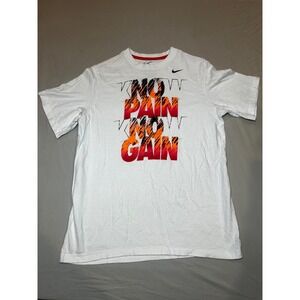 Nike Dri-FIT No Pain No Gain Graphic T-Shirt Athletic Training XL White‎